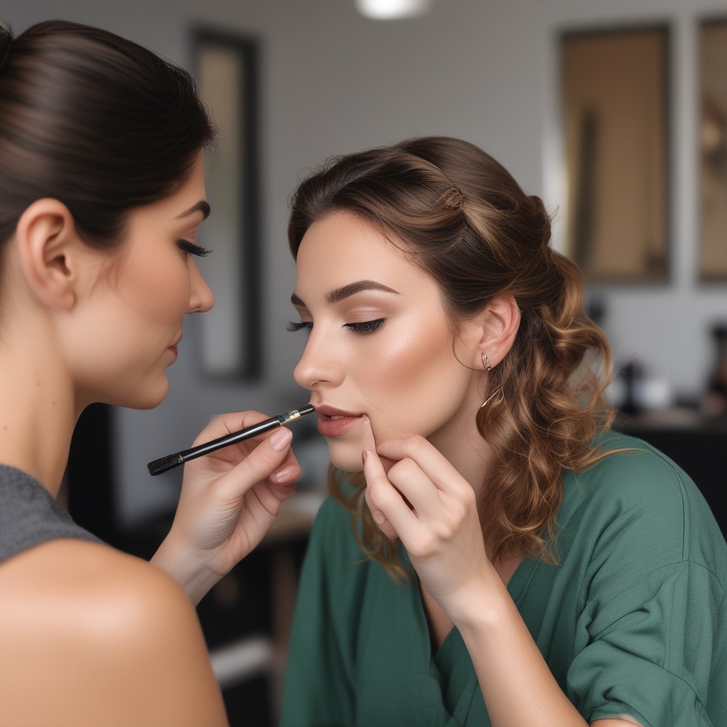 A makeup artist applying makeup to a client